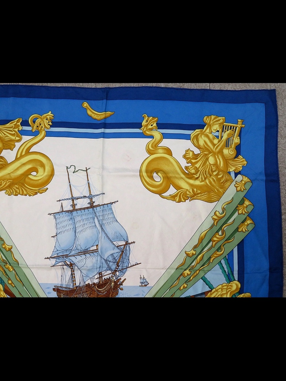 Hermes Blue White Gold Nautical Silk Scarf - Picture 3 of 12